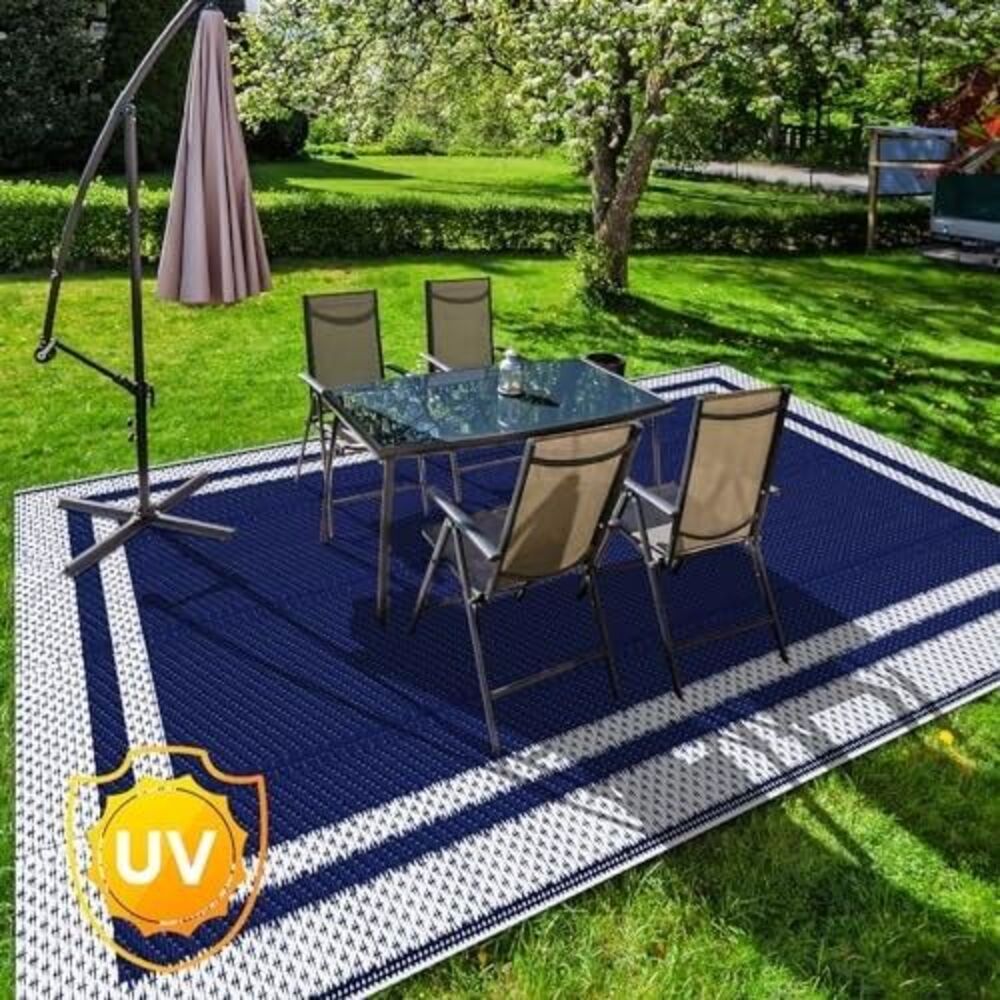Waterproof Reversible Outdoor Rug 5x8ft - Foldable Patio Area Rug for RV, Picnic - Picture 6 of 7